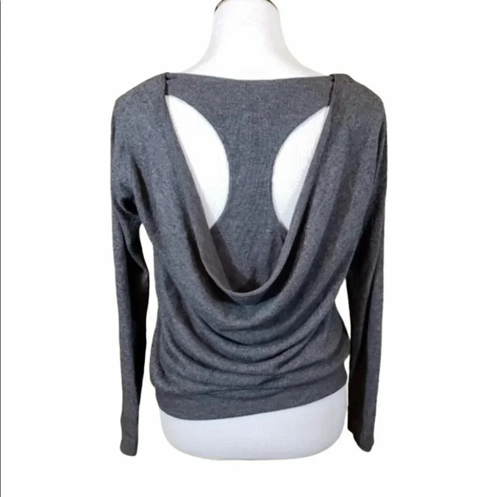 Y2K DELIA*S Gray Cowl Neck Open Back Long Sleeve Top Women's Size S Retro Grunge